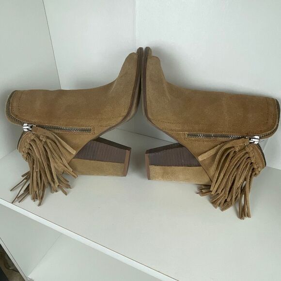 DV by Dolce Vita Suede Fringe Trim Open Toe Booties 7.5 - Picture 11 of 11